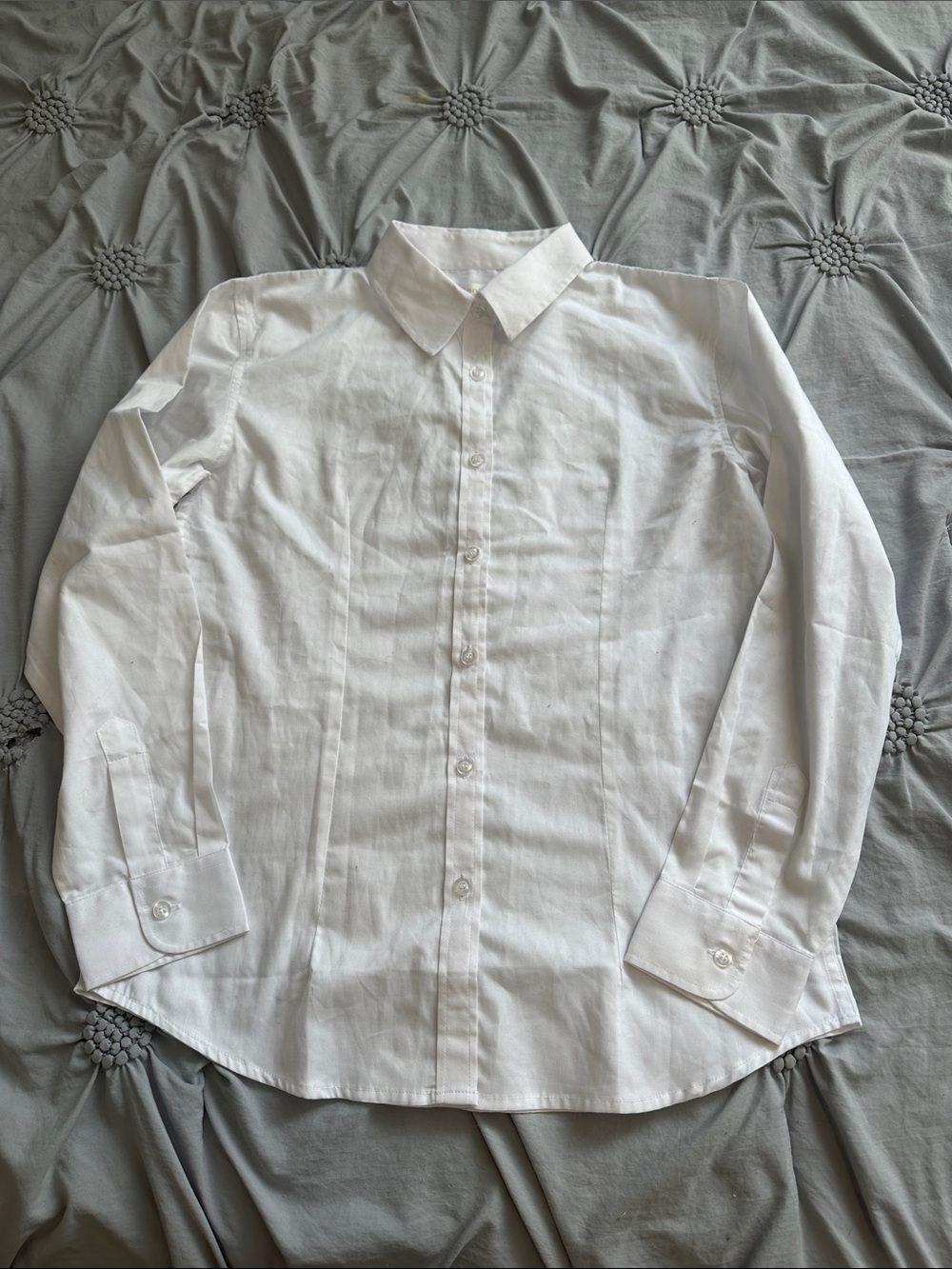 Women's White Button-Down Shirt with Point Collar
